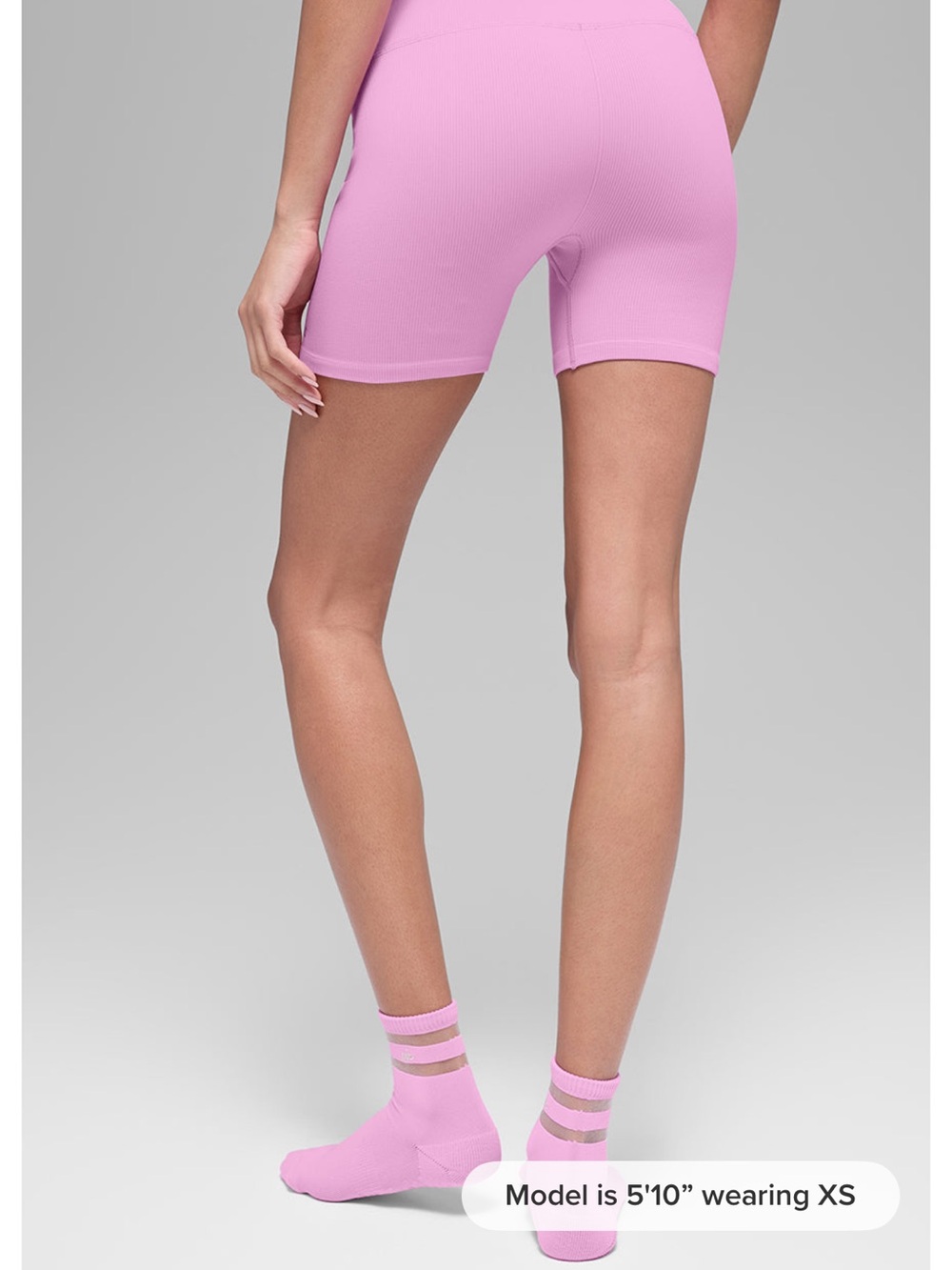 Alo Yoga Seamless Ribbed Favorite Shorts Pink Size Small 5” Biker